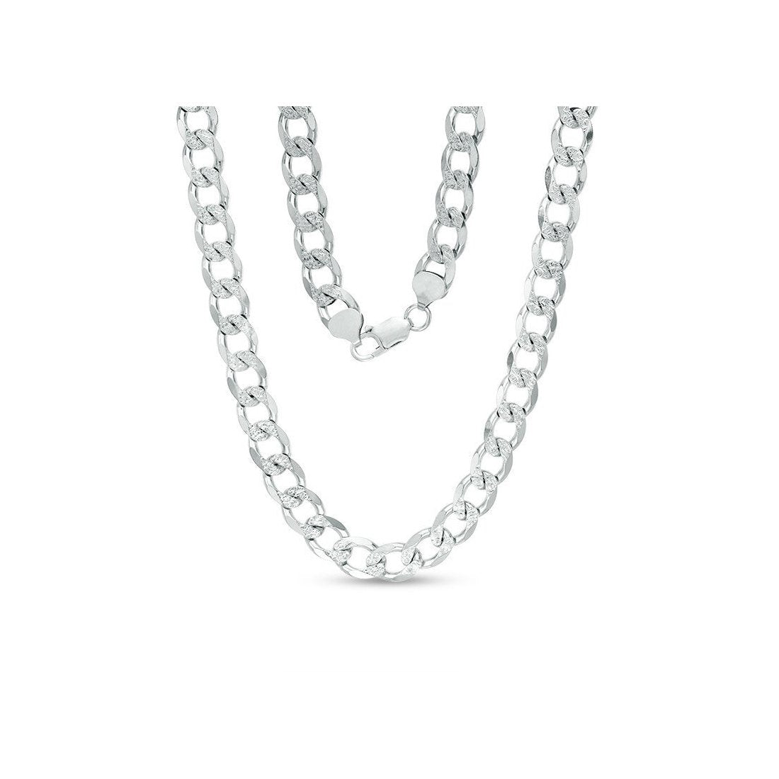 8MM 200 Curb Flat Link Chain .925 Solid Sterling Silver Sizes "8-32"