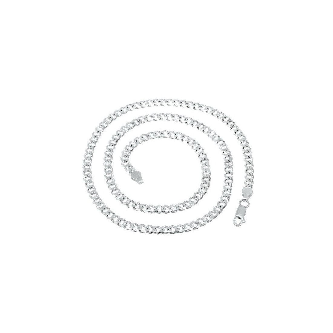 7.5MM 180 Flat Pave Curb Chain .925 Solid Sterling Silver Sizes "8-30" Inches