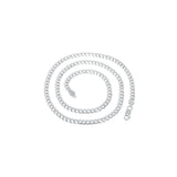 14MM 300 Flat Pave Curb Chain .925 Solid Sterling Silver Sizes "8-30" Inches