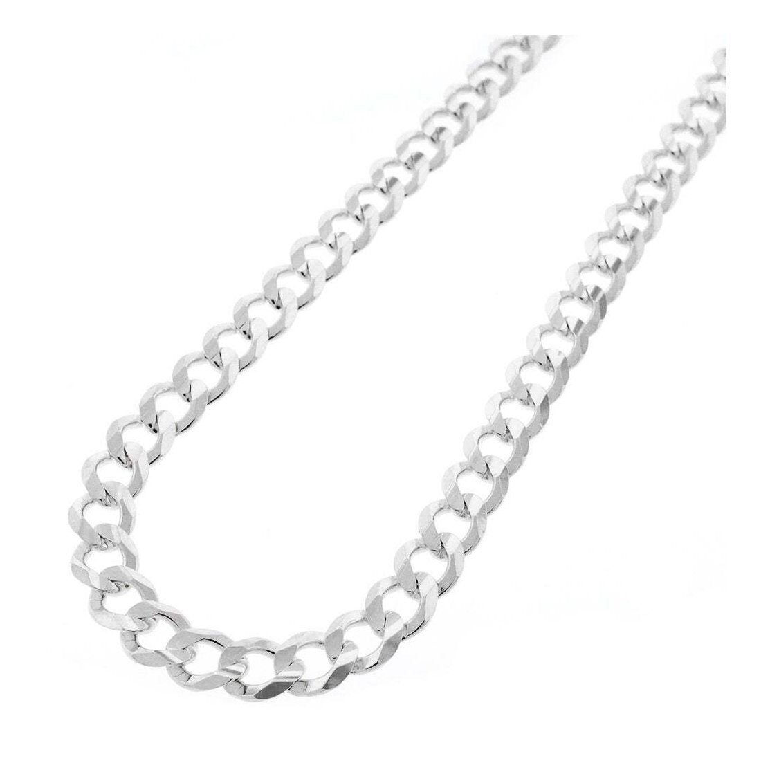 14MM 300 Flat Pave Curb Chain .925 Solid Sterling Silver Sizes "8-30" Inches