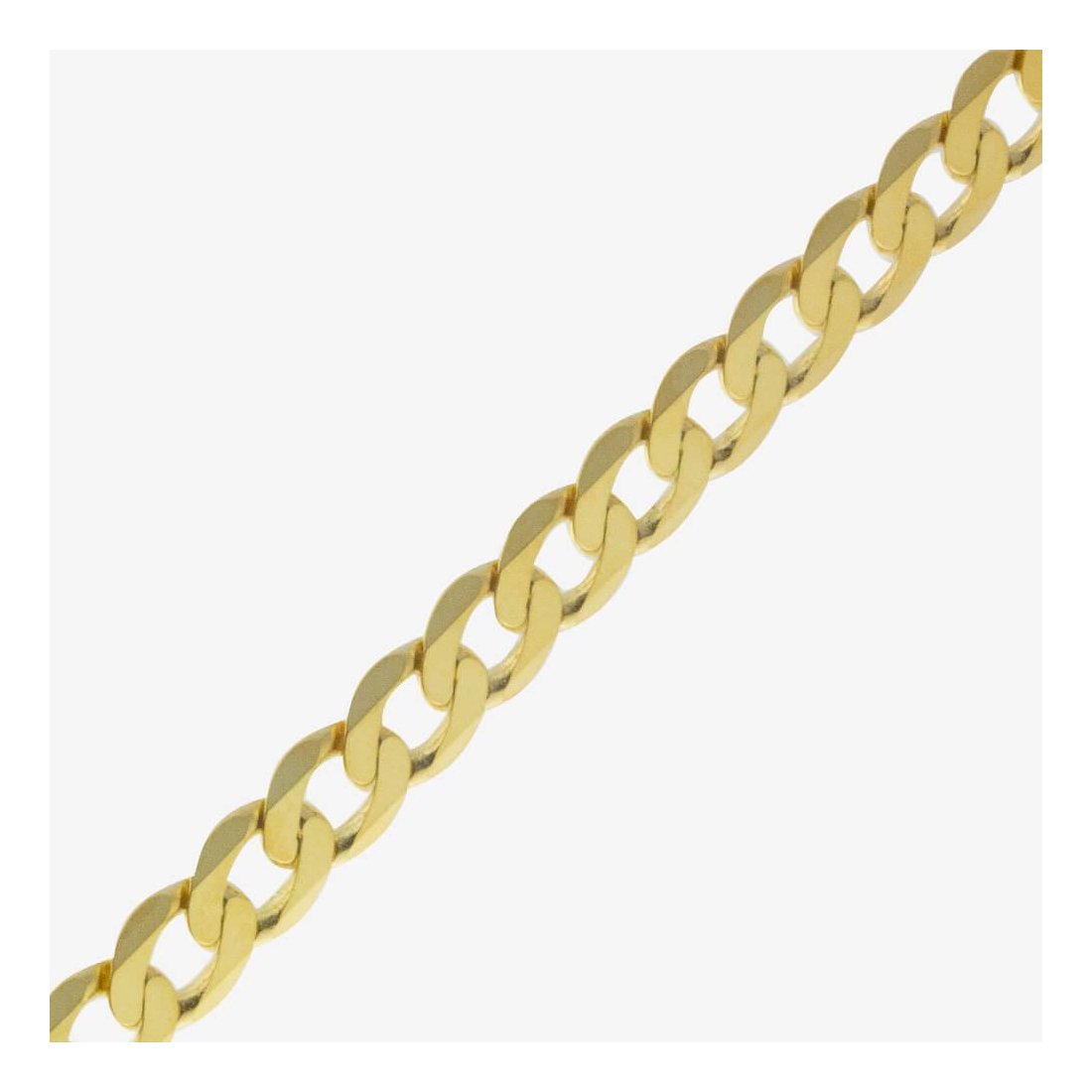 7.5MM Yellow Gold Flat Curb Chain .925 Solid Sterling Silver Sizes 8"-30"