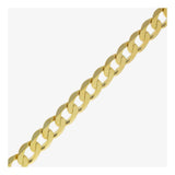 7.5MM Yellow Gold Flat Curb Chain .925 Solid Sterling Silver Sizes 8"-30"