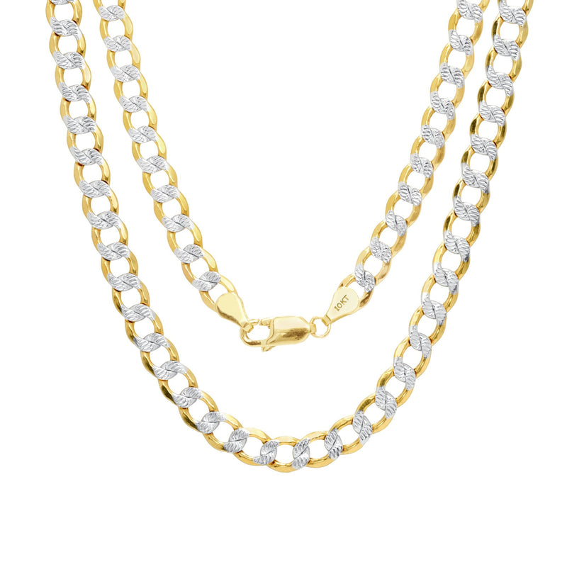 Yellow Gold Flat Pave Curb Chain .925 Solid Sterling Silver