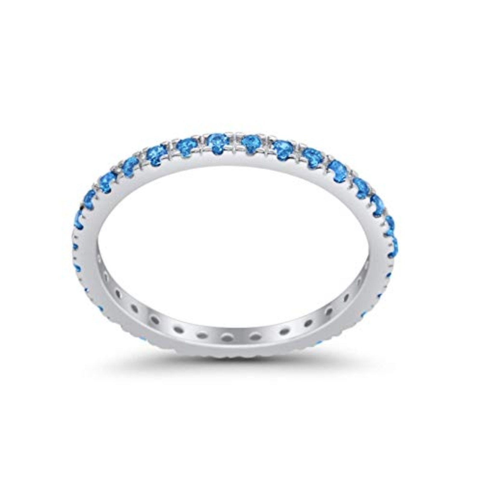 Full Eternity Stackable Band Round Simulated CZ Ring 925 Sterling Silver