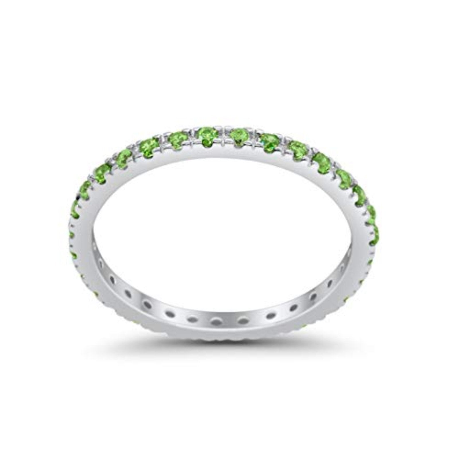 Full Eternity Stackable Band Round Simulated CZ Ring 925 Sterling Silver