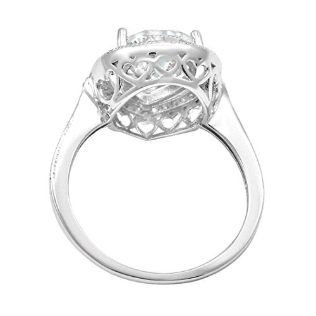 Halo Teardrop Pear Shape Simulated Cubic Zirconia Ring  925 Sterling Silver