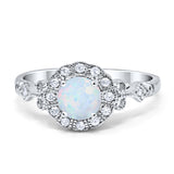 Halo Art Deco Filigree Engagement Ring Round Cubic Zirconia Solid 925 Sterling Silver Choose Color