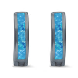 Hoop Huggie Earrings Lab Created Opal 925 Sterling Silver (12mm)