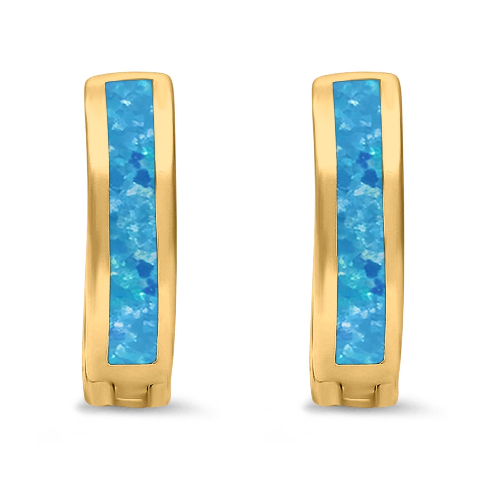 Hoop Huggie Earrings Lab Created Opal 925 Sterling Silver (12mm)