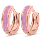 Hoop Huggie Earrings Lab Created Opal 925 Sterling Silver (12mm)