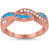 Half Eternity Weave Knot Ring Crisscross Simulated CZ 925 Sterling Silver