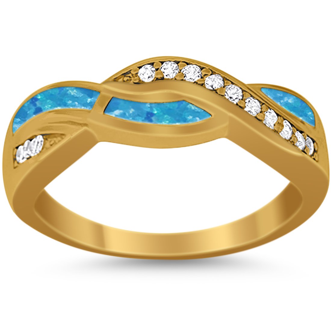 Half Eternity Weave Knot Ring Crisscross Simulated CZ 925 Sterling Silver