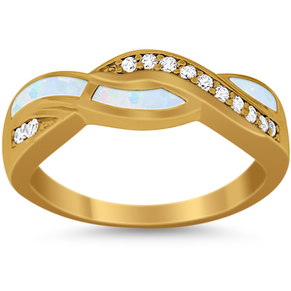 Half Eternity Weave Knot Ring Crisscross Simulated CZ 925 Sterling Silver