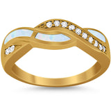 Half Eternity Weave Knot Ring Crisscross Simulated CZ 925 Sterling Silver