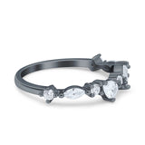 Art Deco Marquise Baguette Half Eternity Wedding Band Ring Simulated CZ 925 Sterling Silver