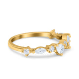 Art Deco Marquise Baguette Half Eternity Wedding Band Ring Simulated CZ 925 Sterling Silver