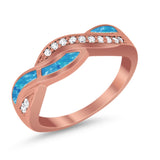 Half Eternity Weave Knot Ring Crisscross Simulated CZ 925 Sterling Silver