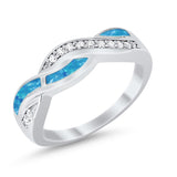 Half Eternity Weave Knot Ring Crisscross Simulated CZ 925 Sterling Silver