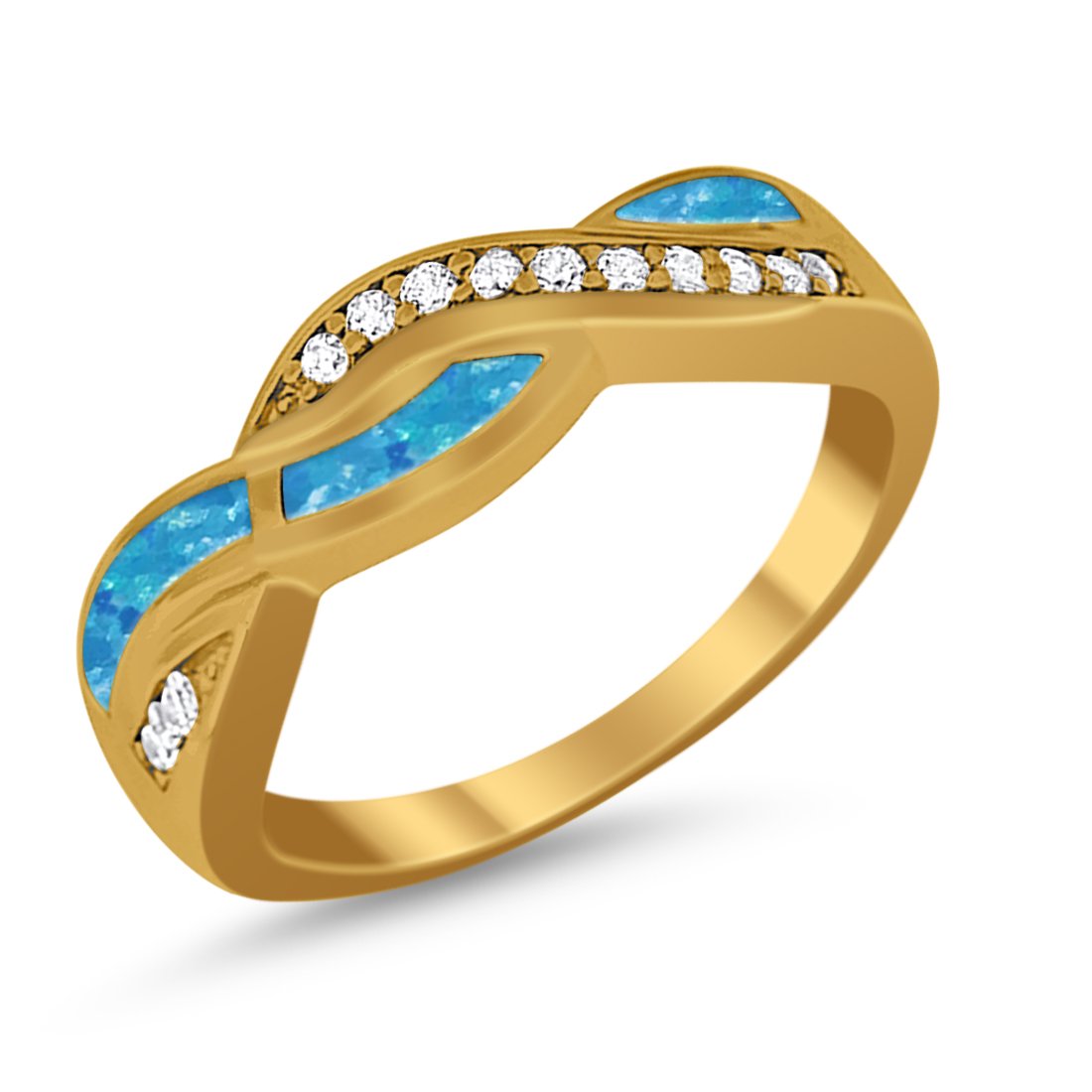 Half Eternity Weave Knot Ring Crisscross Simulated CZ 925 Sterling Silver