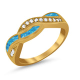 Half Eternity Weave Knot Ring Crisscross Simulated CZ 925 Sterling Silver