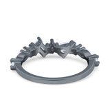 Art Deco Marquise Baguette Half Eternity Wedding Band Ring Simulated CZ 925 Sterling Silver