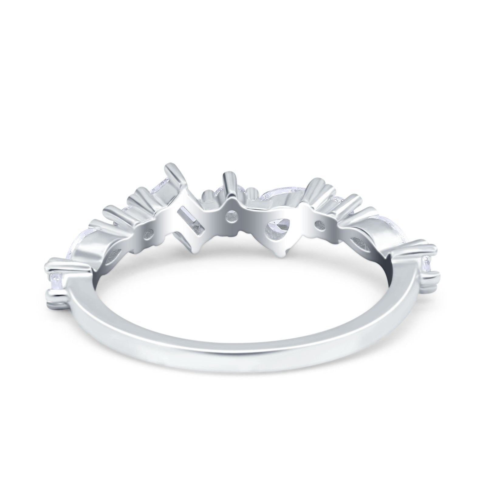 Art Deco Marquise Baguette Half Eternity Wedding Band Ring Simulated CZ 925 Sterling Silver