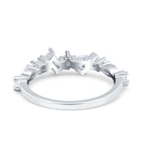 Art Deco Marquise Baguette Half Eternity Wedding Band Ring Simulated CZ 925 Sterling Silver