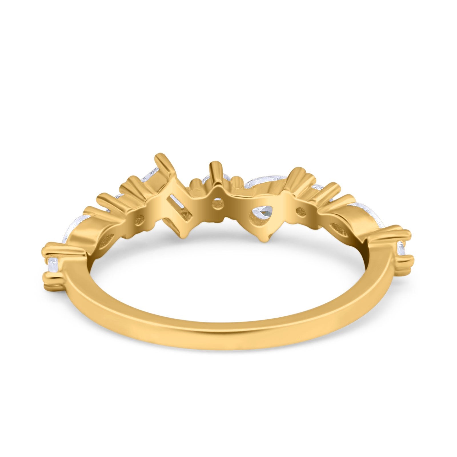 Art Deco Marquise Baguette Half Eternity Wedding Band Ring Simulated CZ 925 Sterling Silver