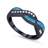 Half Eternity Weave Knot Ring Crisscross Simulated CZ 925 Sterling Silver