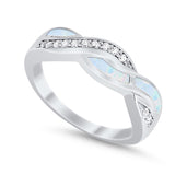 Half Eternity Weave Knot Ring Crisscross Simulated CZ 925 Sterling Silver