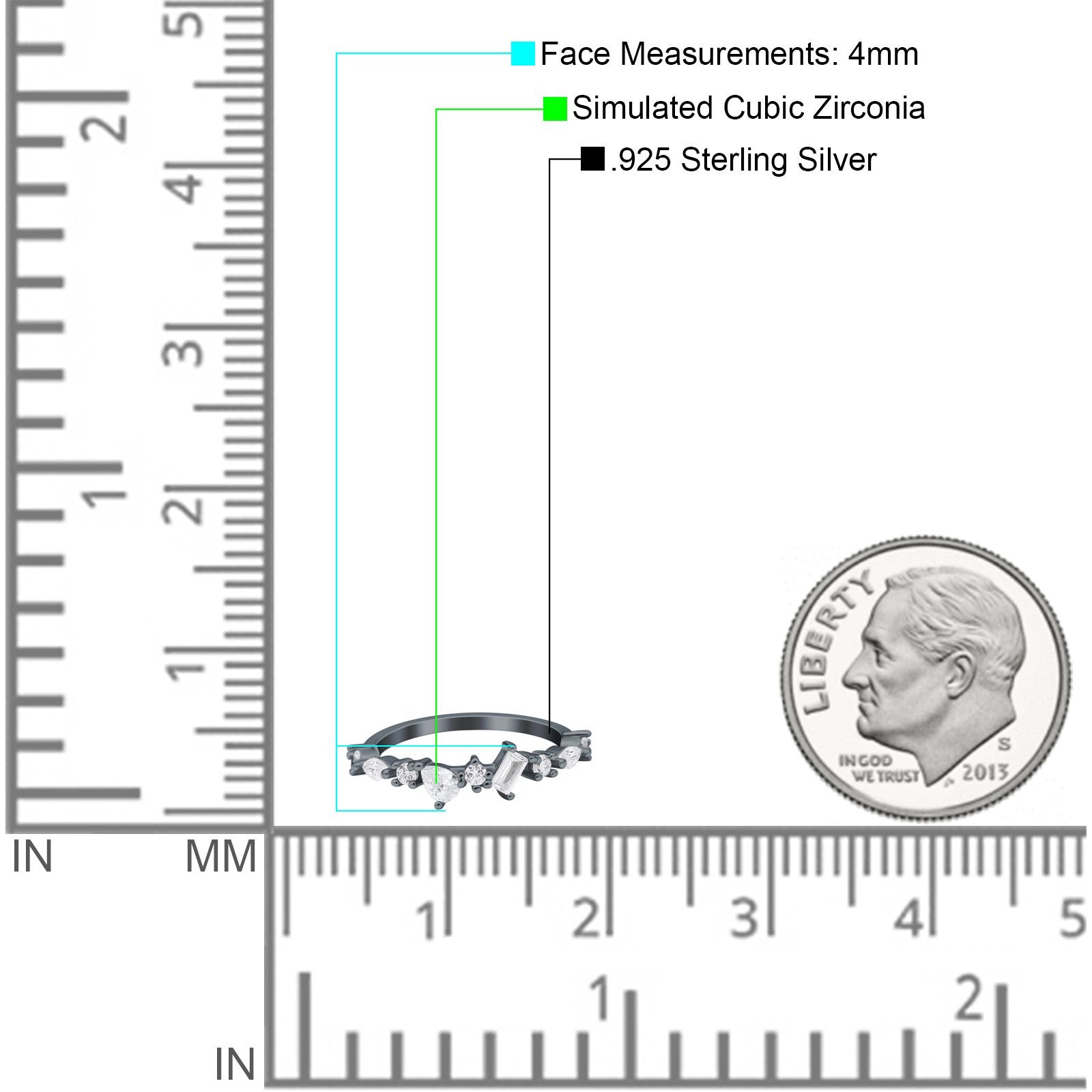 Art Deco Marquise Baguette Half Eternity Wedding Band Ring Simulated CZ 925 Sterling Silver