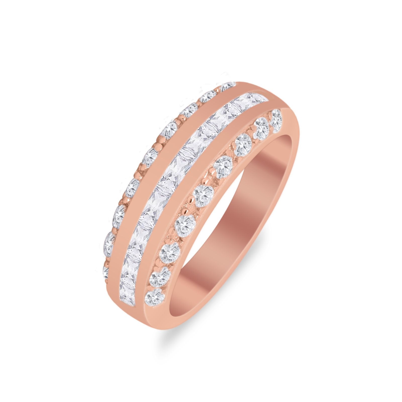 Half Eternity Wedding Band Simulated Cubic Zirconia 925 Sterling Silver