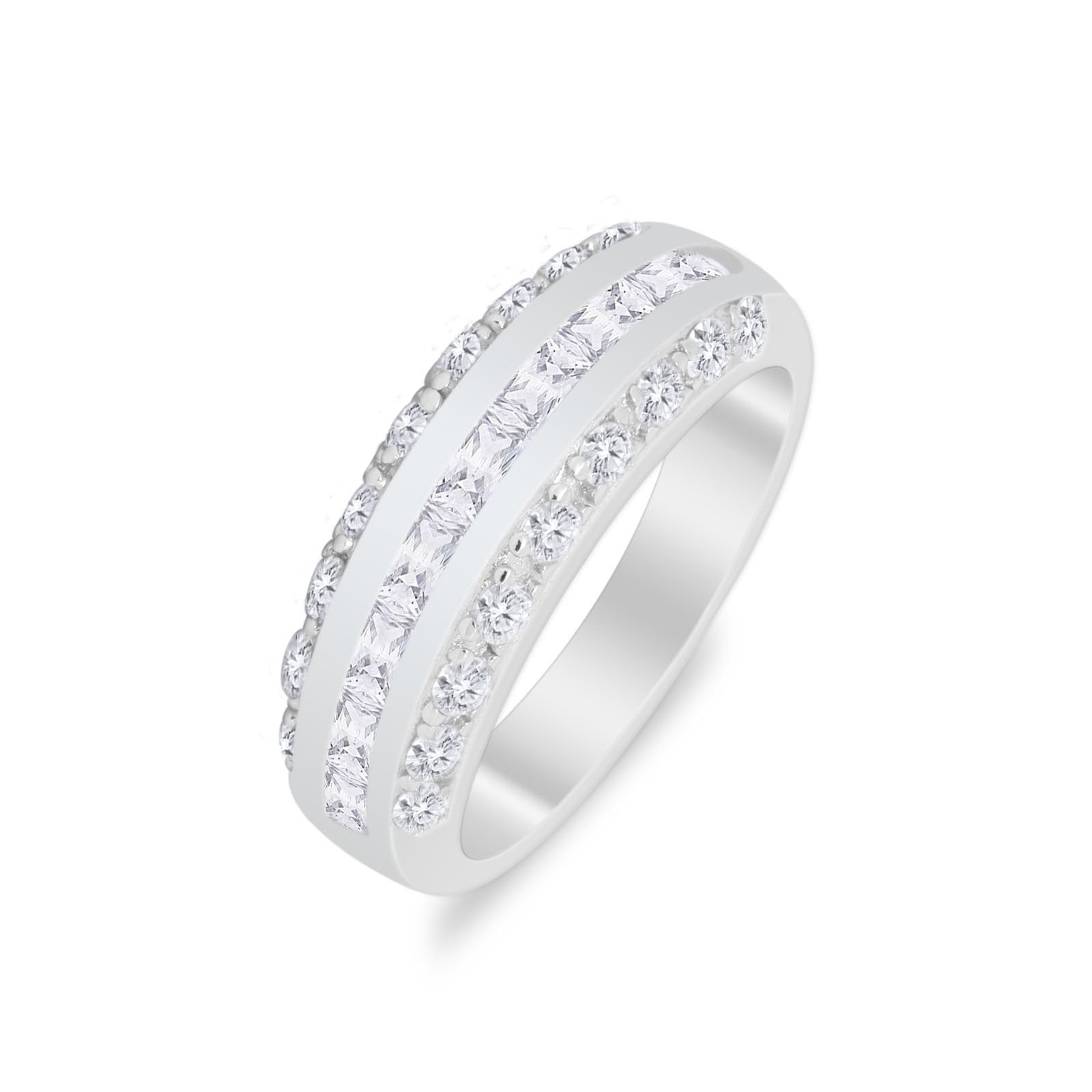 Half Eternity Wedding Band Simulated Cubic Zirconia 925 Sterling Silver