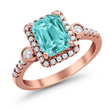 Halo Weddding Bridal Promise Ring Simulated Cubic Zirconia 925 Sterling Silver
