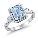 Halo Weddding Bridal Promise Ring Simulated Cubic Zirconia 925 Sterling Silver