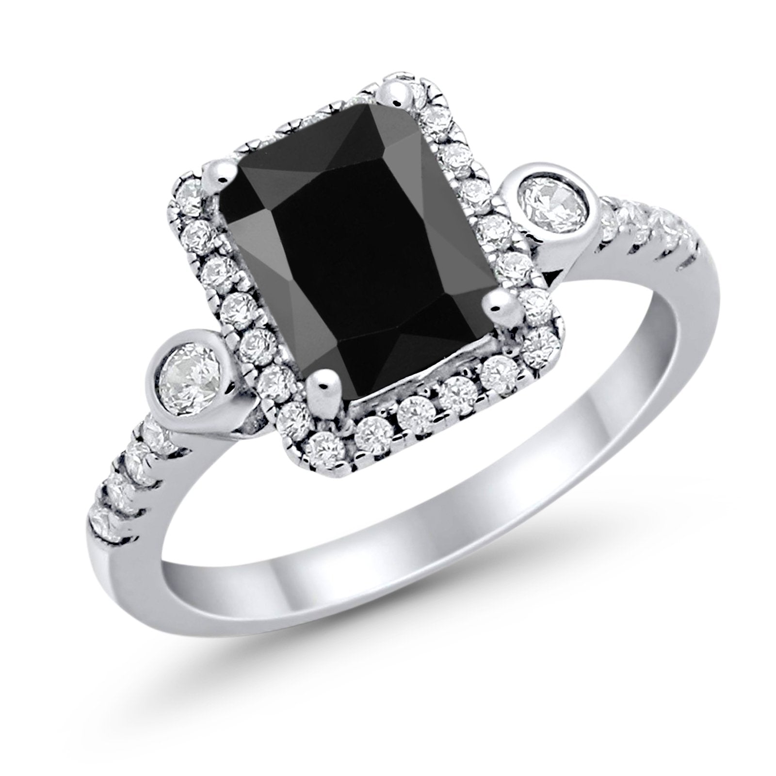 Halo Weddding Bridal Promise Ring Simulated Cubic Zirconia 925 Sterling Silver