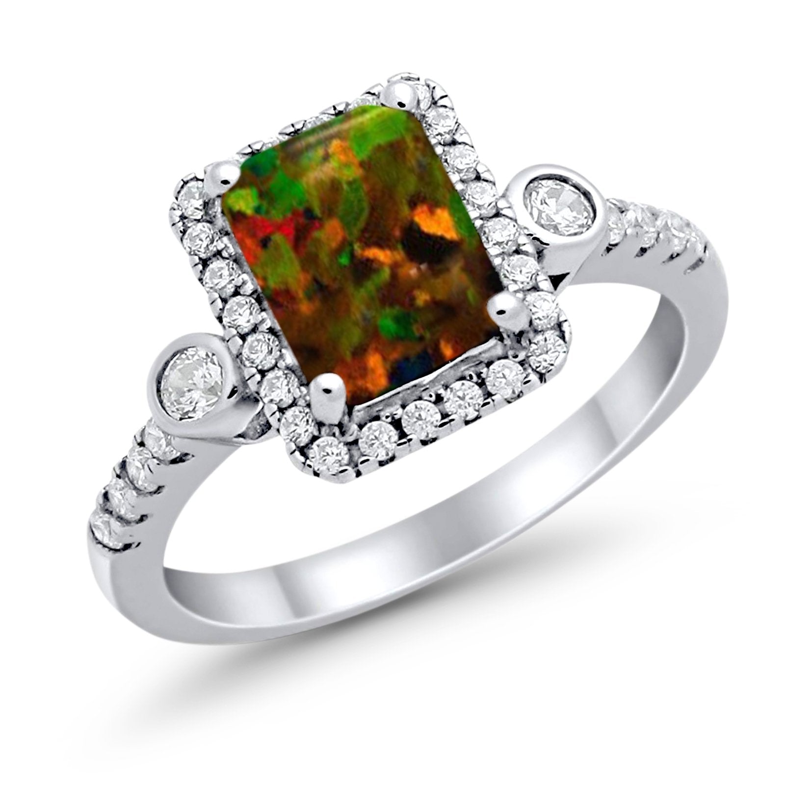 Halo Weddding Bridal Promise Ring Simulated Cubic Zirconia 925 Sterling Silver