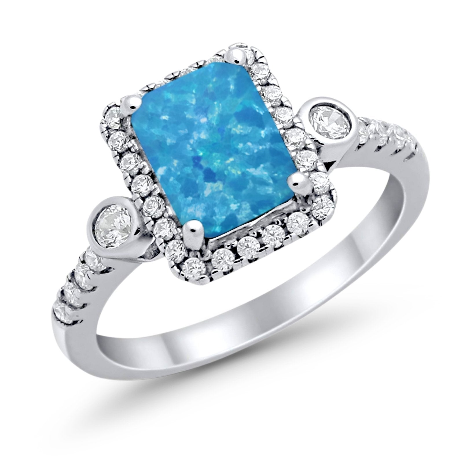 Halo Weddding Bridal Promise Ring Simulated Cubic Zirconia 925 Sterling Silver