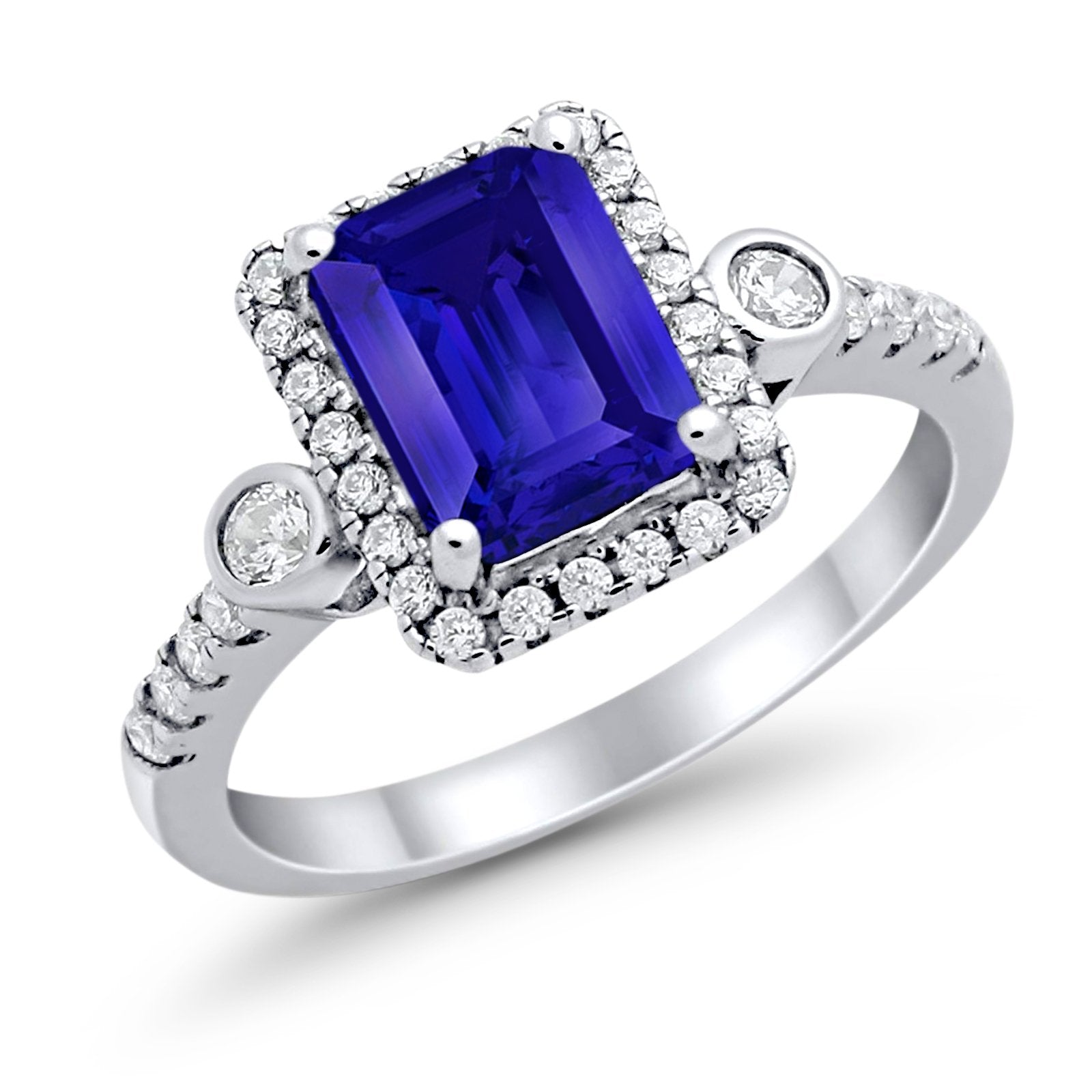 Halo Weddding Bridal Promise Ring Simulated Cubic Zirconia 925 Sterling Silver