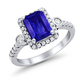 Halo Weddding Bridal Promise Ring Simulated Cubic Zirconia 925 Sterling Silver