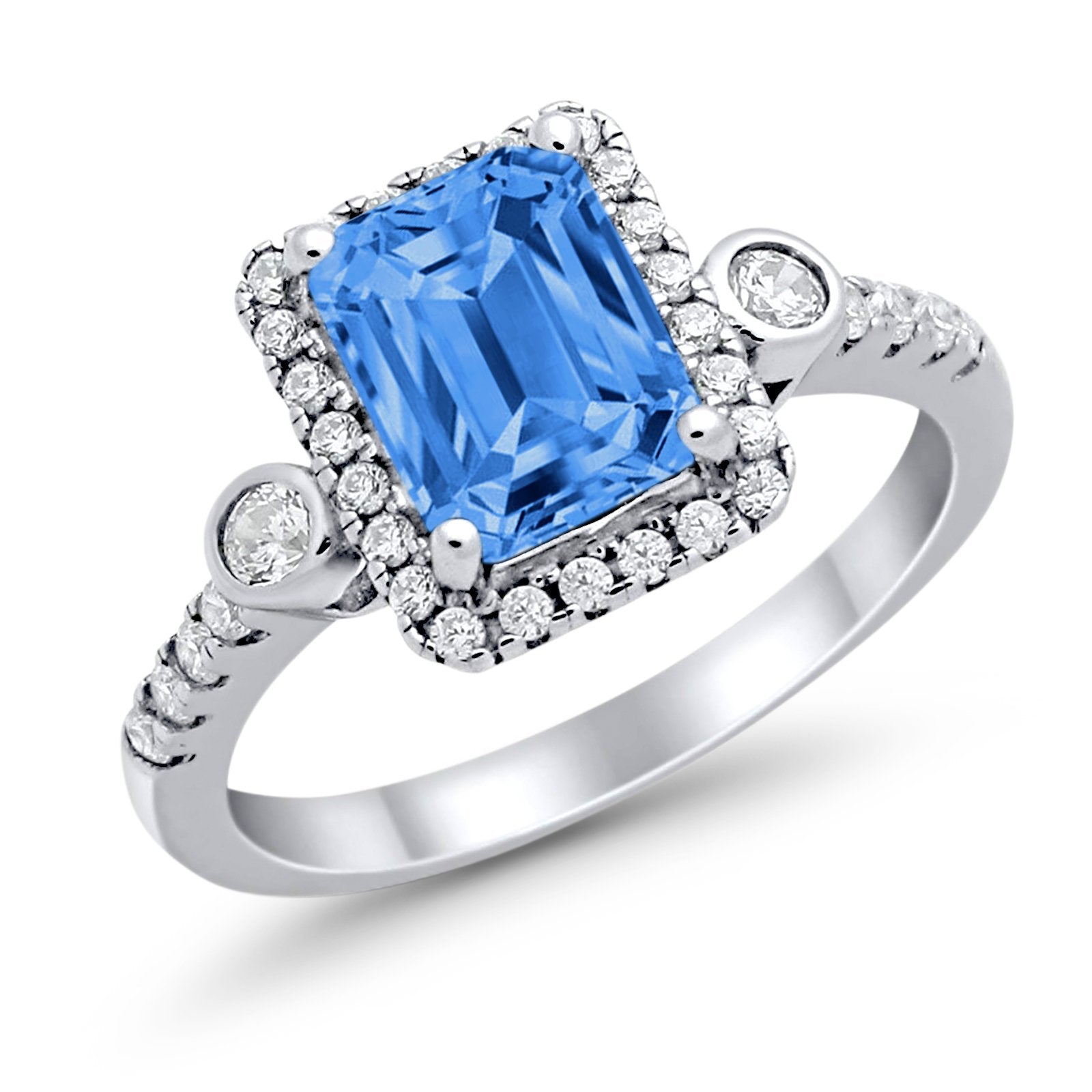 Halo Weddding Bridal Promise Ring Simulated Cubic Zirconia 925 Sterling Silver