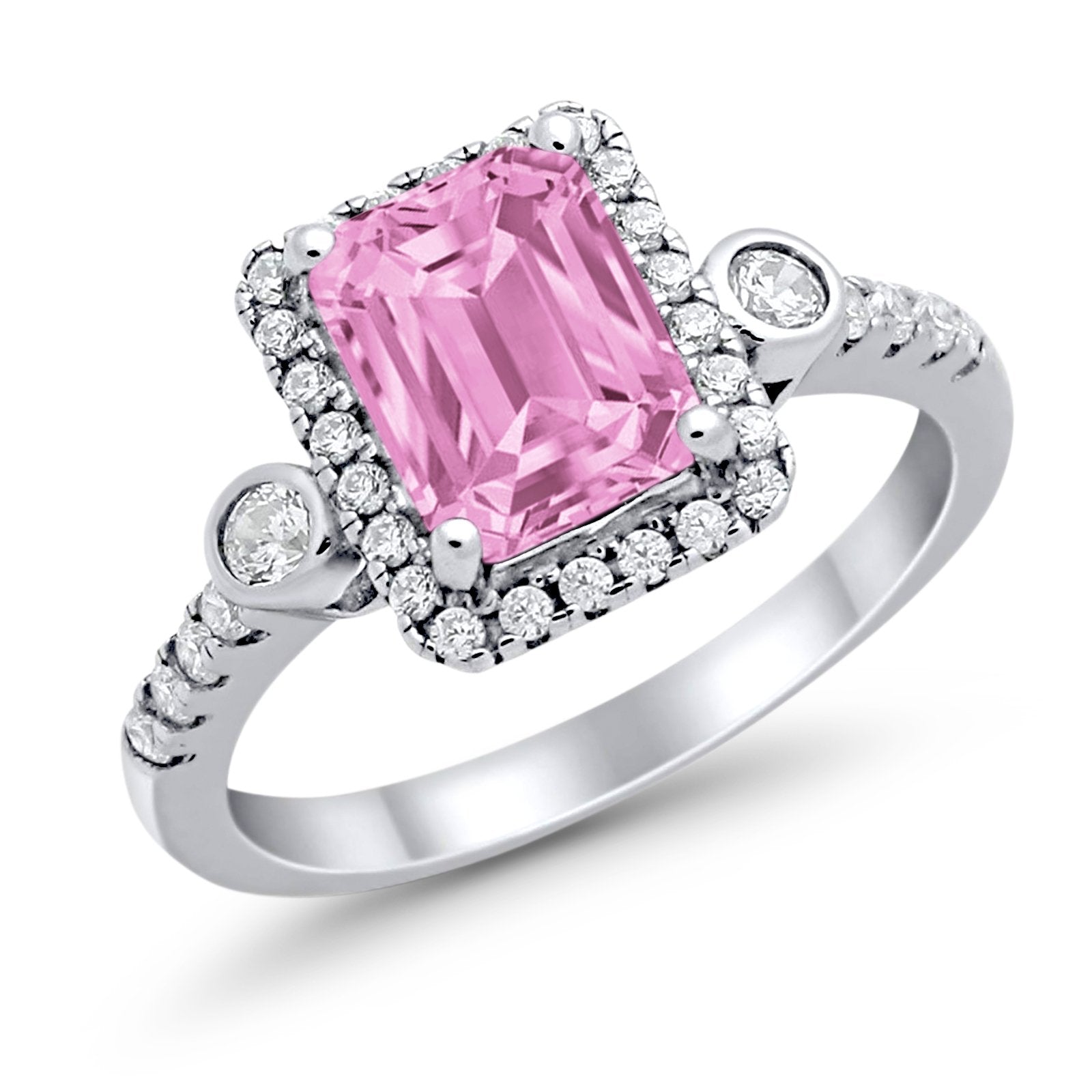 Halo Weddding Bridal Promise Ring Simulated Cubic Zirconia 925 Sterling Silver