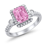 Halo Weddding Bridal Promise Ring Simulated Cubic Zirconia 925 Sterling Silver