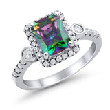 Halo Weddding Bridal Promise Ring Simulated Cubic Zirconia 925 Sterling Silver