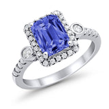 Halo Weddding Bridal Promise Ring Simulated Cubic Zirconia 925 Sterling Silver