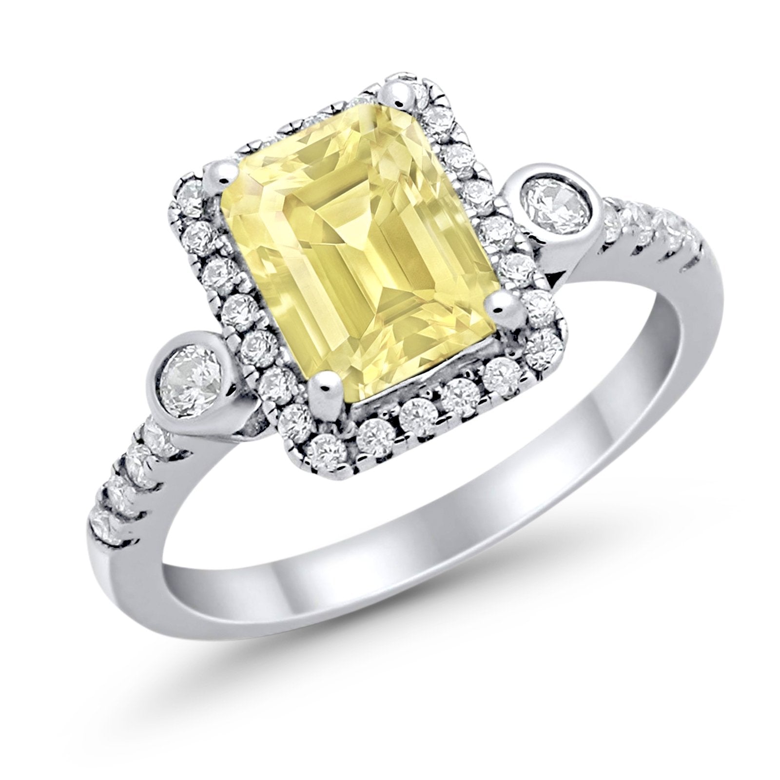 Halo Weddding Bridal Promise Ring Simulated Cubic Zirconia 925 Sterling Silver