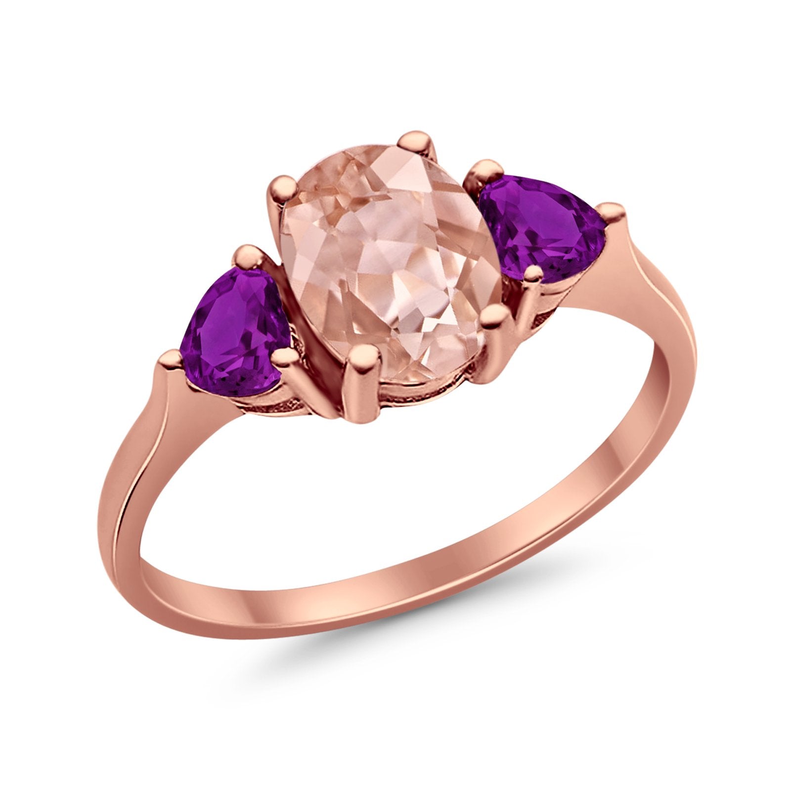 Fashion Promise Ring 3-Stone Simulated Amethyst Cubic Zirconia 925 Sterling Silver