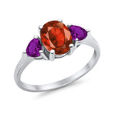 Fashion Promise Ring 3-Stone Simulated Amethyst Cubic Zirconia 925 Sterling Silver