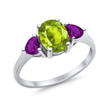 Fashion Promise Ring 3-Stone Simulated Amethyst Cubic Zirconia 925 Sterling Silver