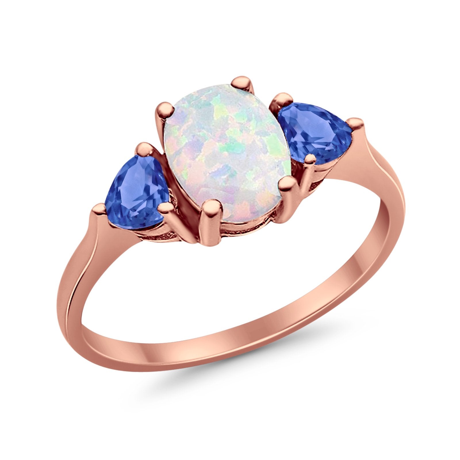 Fashion Promise Ring Simulated Tanzanite Cubic Zirconia 925 Sterling Silver
